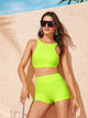 Neon Green Racerback Top With Shorts 2 Piece Swim