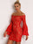 Flounce Sleeve Bardot Lace Bodycon Dress