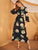 Floral Print Flounce Sleeve Belted Maxi Dress