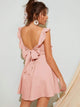 Ruffle Trim Tie Back Solid Dress