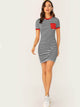 Pocket Patched Striped Ringer Tee Dress