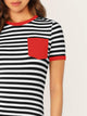 Pocket Patched Striped Ringer Tee Dress