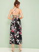 Large Floral Print Lace Up Wrap Slip Dress