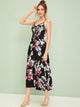 Large Floral Print Lace Up Wrap Slip Dress