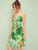 Tropical Print Lace Up Back Flare Slip Dress