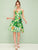Tropical Print Lace Up Back Flare Slip Dress