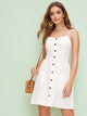 Sweetheart Neck Pocket Front Button Up Tea Dress
