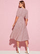 Allover Print Puff Sleeve Button Detail Dress