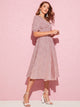 Allover Print Puff Sleeve Button Detail Dress
