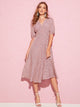Allover Print Puff Sleeve Button Detail Dress