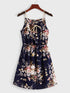 Pearls Tie Front Floral Print Cami Dress