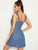 Zip Back Button Front Ruffle Trim Denim Dress