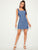Zip Back Button Front Ruffle Trim Denim Dress