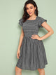 Striped Square Neck Fit & Flare Dress