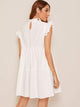 Frill Neck Ruffle Armhole Smock Dress