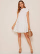 Frill Neck Ruffle Armhole Smock Dress