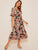 Surplice Large Floral Print Ruffle Hem Dress
