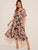Surplice Large Floral Print Ruffle Hem Dress
