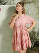 Plus Ruffle Sleeve Ruffle Hem Smock Dress