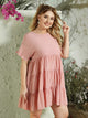 Plus Ruffle Sleeve Ruffle Hem Smock Dress