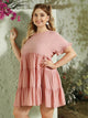 Plus Ruffle Sleeve Ruffle Hem Smock Dress