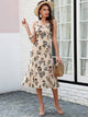 Simplee Floral Print Ruffle Trim Slip Dress