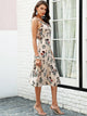 Simplee Floral Print Ruffle Trim Slip Dress