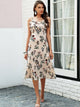 Simplee Floral Print Ruffle Trim Slip Dress