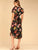Floral Print Notched Neck Belted Curved Hem Dress