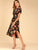 Floral Print Notched Neck Belted Curved Hem Dress