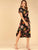 Floral Print Notched Neck Belted Curved Hem Dress