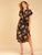 Floral Print Notched Neck Belted Curved Hem Dress