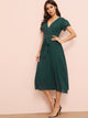 Surplice Front Belted Chiffon Dress