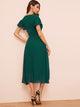 Surplice Front Belted Chiffon Dress