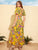 Floral Print Flutter Sleeve Wide Waistband Dress