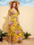 Floral Print Flutter Sleeve Wide Waistband Dress