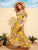 Floral Print Flutter Sleeve Wide Waistband Dress