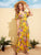Floral Print Flutter Sleeve Wide Waistband Dress