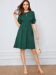 Keyhole Front High Waist Split Sleeve Flare Dress