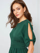 Keyhole Front High Waist Split Sleeve Flare Dress