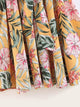 Floral Print Ruffle Trim Belted Swing Dress