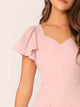 Flutter Sleeve Sweetheart Neck Fit & Flare Dress