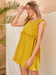 Frill Trim Ruffle Sleeve Smock Dress