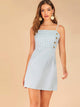 Side Button Gingham Cami Dress