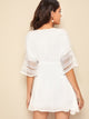 Deep V Neck Lace Trim Mini Dress