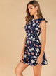 Allover Floral Print Ruffle Trim Flared Dress