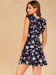 Allover Floral Print Ruffle Trim Flared Dress