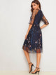 Floral Embroidery Mesh Overlay Dress