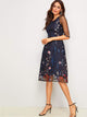 Floral Embroidery Mesh Overlay Dress