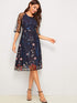 Floral Embroidery Mesh Overlay Dress